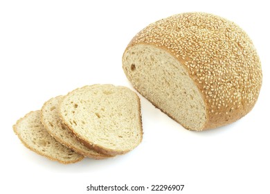 still life of dark bread loaf on white background with clipping path - Shutterstock ID 22296907