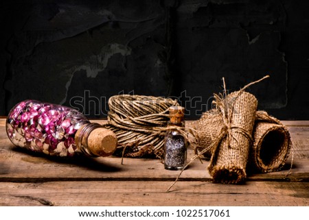 Similar – Image, Stock Photo Bunch of garlic with kitchenware on wooden background