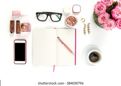 Still life of fashion woman, objects on white - Powered by Shutterstock