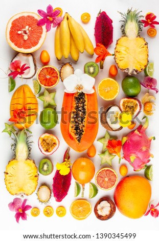 Similar – Various sliced tropical fruits and fruits