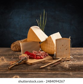 Still life of  gourmet cheese and meat platter - Powered by Shutterstock