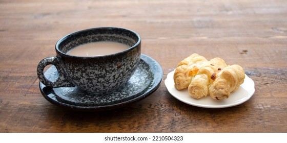 Still Life Of Hot Chocolat And Bread.