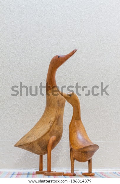 Still Life Image Wooden Duck Couple Royalty Free Stock Image