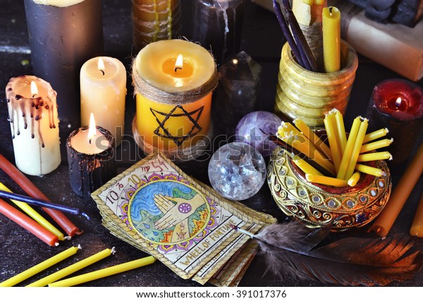 Still Life Magic Objects Evil Candles Stock Photo (Edit Now) 391017376