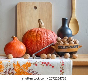 Still life with pumpkins and a bottle of wine. - Powered by Shutterstock