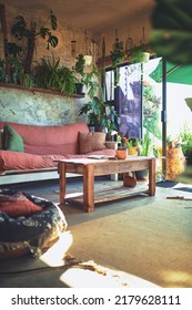 Still Life Shot Of A Furnished Living Room In A Rustic Apartment