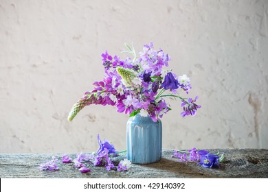 Still Life With Summer Flowers In Vase