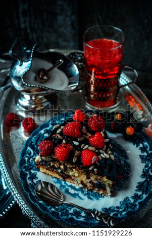 Similar – runde hausgemachte Pastete mit Heidelbeeren