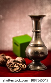 Still Life With Walnuts, Pewter Vase And Green Cube