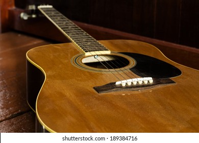 still-life Acoustic Guitar on wood background,Music