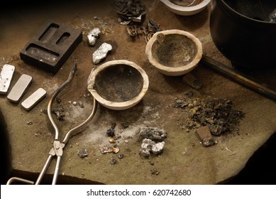 A still-life image detailing the area where some precious metals have been refined and casted into some ingot bars. - Powered by Shutterstock