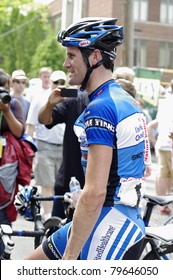 STILLWATER, MN - JUNE 19: Media Surrounds Defending Champion Rory Sutherland Upon His Dramatic Stage Six Win At Stillwater Criterium On June 19, 2011 In Nature Valley Grand Prix