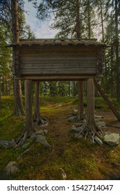 Stilt House In Sami Camp In Vilhelmina, Sweden.