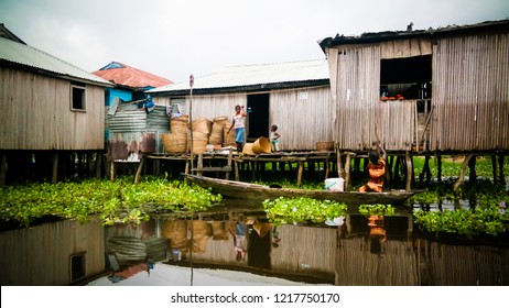 Stilt houses in the village of Ganvie Tofinu people - 02 november 2015 Nokoue lake in Benin
