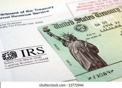 Stimulus Economic Tax Return Check And USA Currency