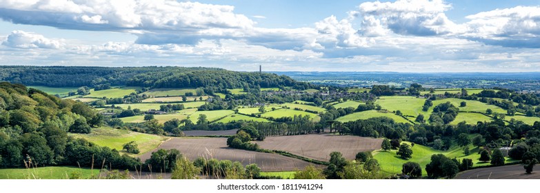 Stinchcombe Hill looking towards the Tyndale Monument and North Nibley, The Cotswolds, UK