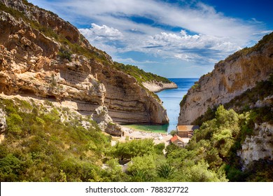 Stiniva Cove On Vis Island, Croatia