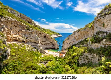 Stinva beach on Vis island idyllic bay, Dalmatia, Croatia
