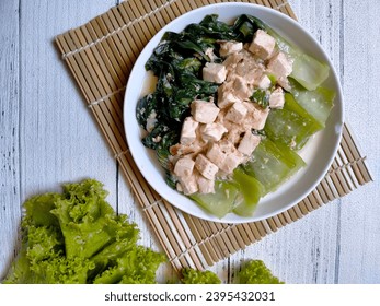 Stir fried baby kailan or pokcoy. Set menu of Chinese food, oriental food. - Shutterstock ID 2395432031