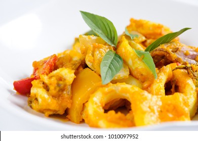 Stir Fried Calamari In Salted Egg Sauce