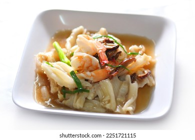 Stir Fried Duck Feet with Shrimp
 There are trotters, shrimp, shiitake mushrooms and spring onions as ingredients for cooking. It has a delicious, mellow taste, suitable for all ages.
 - Shutterstock ID 2251721115