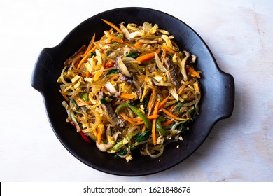 Stir Fried Korean Glass Noodle With Soy Sauce Called Japchae