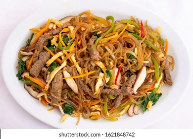 Stir Fried Korean Glass Noodle With Soy Sauce Called Japchae