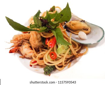 Stir Fried Sea Food Spaghetti - Shutterstock ID 1157593543