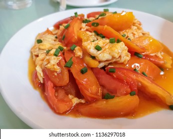 Stir Fried Tomato With Scrambled Eggs,fried Egg With Tomato,Chinese Food