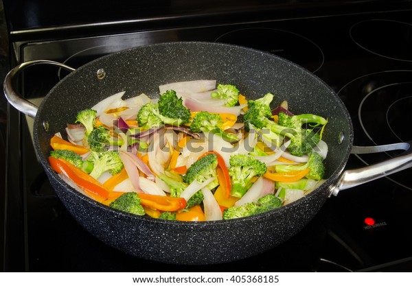 Stir Fried Vegetables Ceramic Coated Pot Stock Photo Edit Now