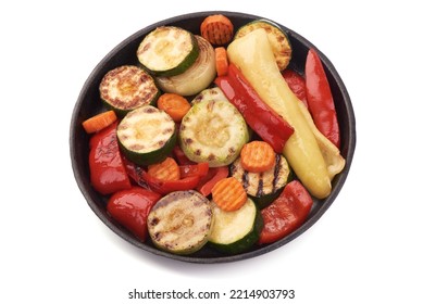 Stir Fried Vegetables, Isolated On White Background