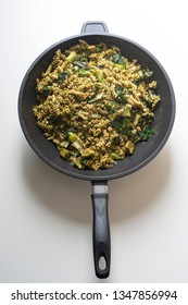 Stir-fried Green Vegtables, Chard, Green Peas, Tofu, Broccoli With Rotini Pasta