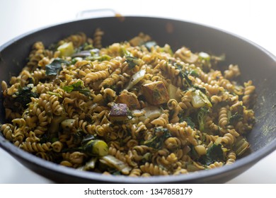 Stir-fried Green Vegtables, Chard, Green Peas, Tofu, Broccoli With Rotini Pasta