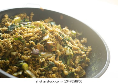 Stir-fried Green Vegtables, Chard, Green Peas, Tofu, Broccoli With Rotini Pasta