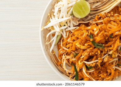 Stir-fried Noodle With Tofu And Sprouts Or Pad Thai - Asian Food Style