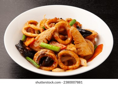 Stir-fried squid with xo  sauce