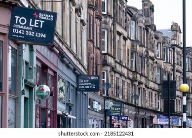 Stirling, Scotland - May 17 2022: Many To Let Signs Empty Shops On Stirling's Dying High Street