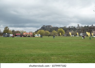 Stirling, Scotland, UK - April 29, 2018: Kings Park Stirling awaiting the arrival of the first Marathon Runners. The first of what is to become an annual event in the Sottish city. - Shutterstock ID 1079997182