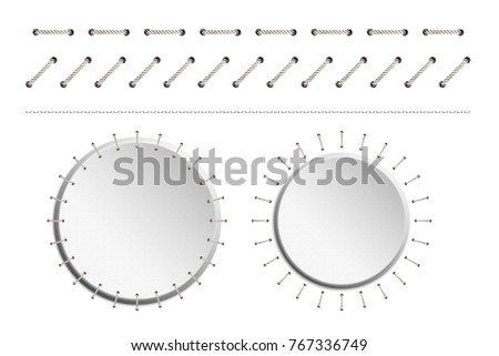 Stitch pattern with circle board for material design isolated on white background
