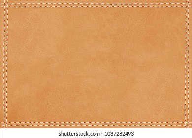 stitched leather seam frame brown color texture background 