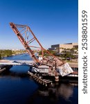 Stock aerial photo Old Steel Railroad Bridge Tampa FL USA 2024