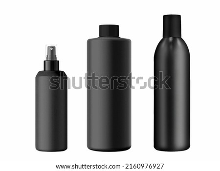 Stock black jar with black cap. Mock-up for product package branding