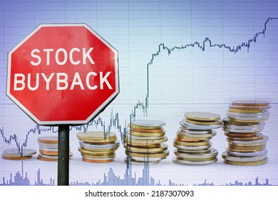 Stock buyback sign on graph and coins background. - Shutterstock ID 2187307093