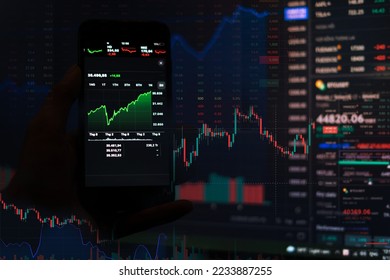 stock chart image displayed on computer screen - Shutterstock ID 2233887255