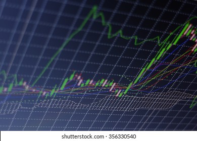 Stock exchange rates. Price movement. Stock profit graph for diagram. Electronic stock numbers. Stock share prices. Concept profit gain. Business stock exchange. Live online screen. Macro view.  - Shutterstock ID 356330540