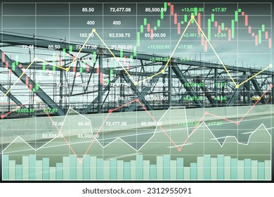 Stock financial index show successful investment on construction and transportation industry with graph and chart for presentation and report background.
 - Powered by Shutterstock - Get 15% off with code: PIKWIZARD15