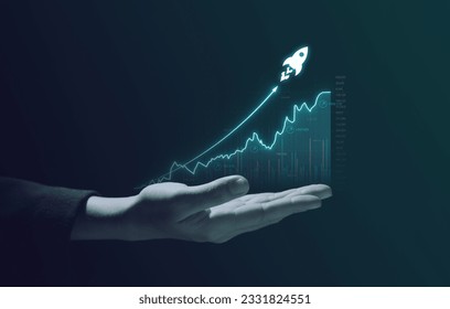 Stock graph and financial chart. Analyze stock market finance volume of stock market with Graph and chart holograph technology. High quality photo - Shutterstock ID 2331824551
