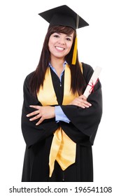 Stock Image Of Female College Graduate Isolated On White Background