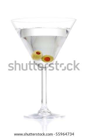 Stock image of Martini with two olives over white background