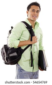 Stock Image Of University Student Over White Background